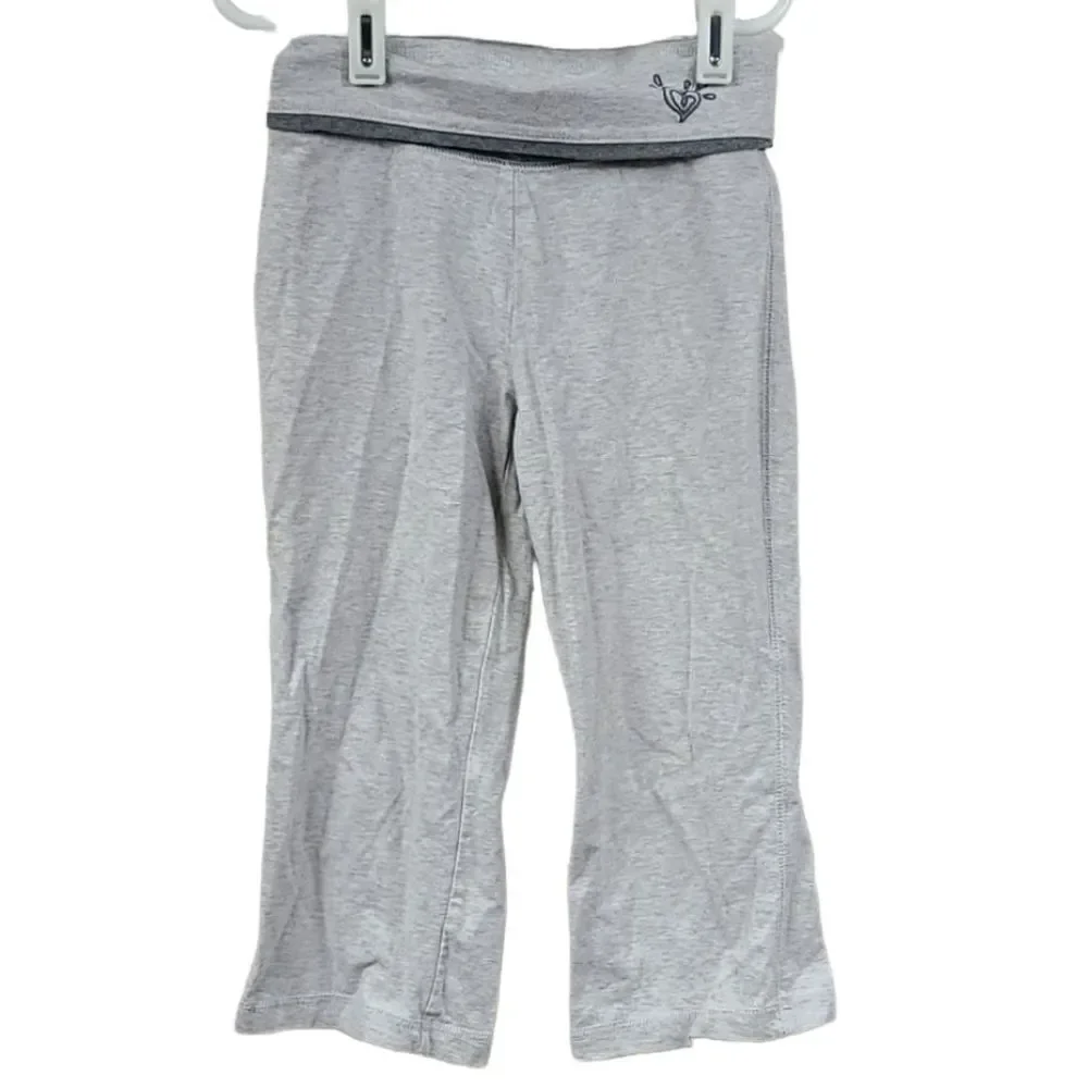 Justice Girls 7 Heather Gray Stretchy Fold waist Casual Knit Pants Straight Leg